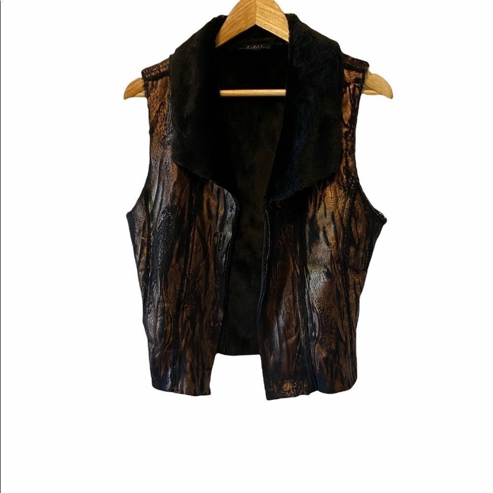 NIKKYCOLLECTION Copper Metallic FauxFur Lined Vest